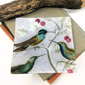 Fringe Studio Small Square Hummingbirds Berries Branches Trinket Plate Dish